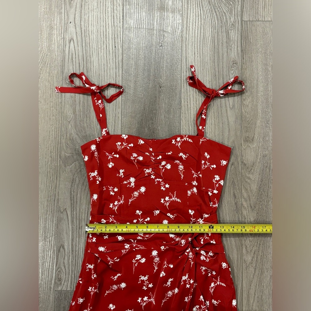 SOLD- NWT Petite Studio NYC Lorraine Midi Dress Red Floral Sun Dress Women’s XS - Picture 13 of 14